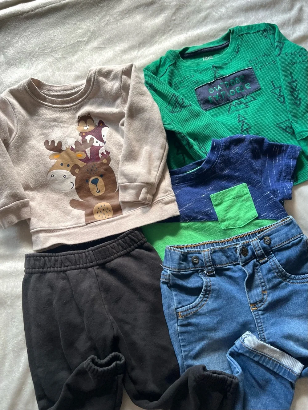 5-Piece Toddler Boy Clothing Bundle 12M 18M Pants & Shirts